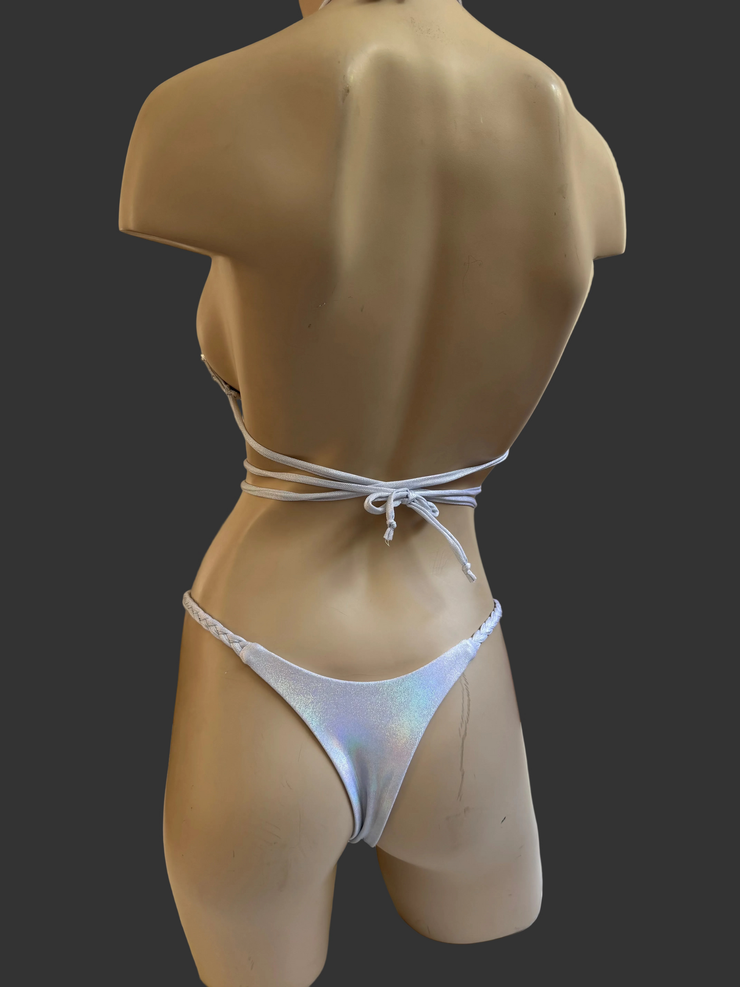 White beaded Sequins Bikini