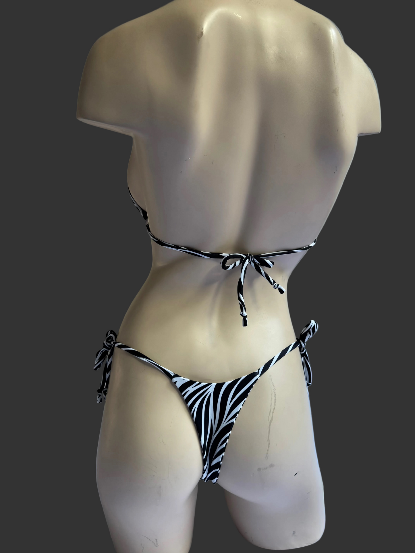 Zebra bow top with thong bottoms